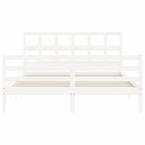 Sengeramme med sengegavl 160x200 cm massivt træ hvid
