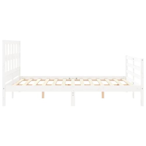 Sengeramme med sengegavl 160x200 cm massivt træ hvid