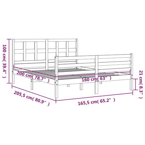 Sengeramme med sengegavl 160x200 cm massivt træ hvid