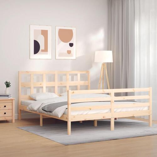 Sengeramme med sengegavl 160x200 cm massivt træ