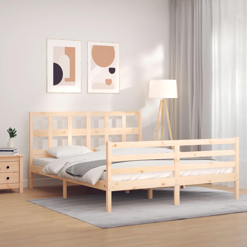 Sengeramme med sengegavl 160x200 cm massivt træ