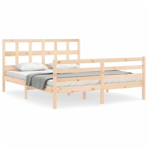 Sengeramme med sengegavl 160x200 cm massivt træ