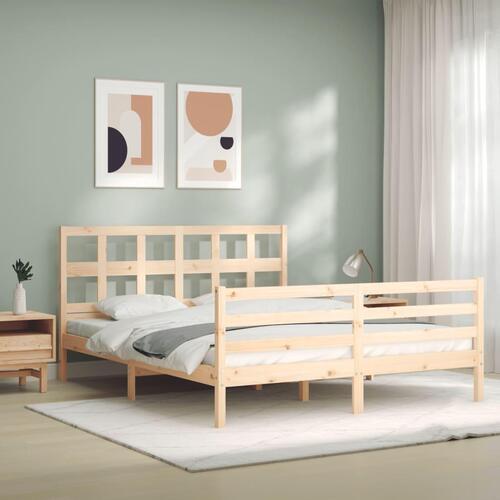 Sengeramme med sengegavl 160x200 cm massivt træ