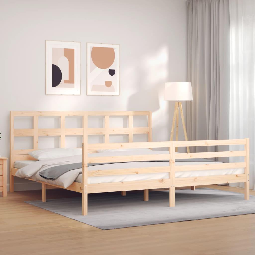 Sengeramme med sengegavl 200x200 cm massivt træ