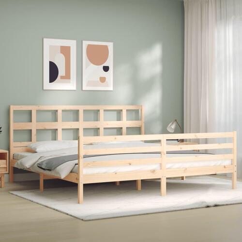 Sengeramme med sengegavl 200x200 cm massivt træ
