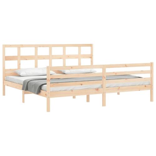 Sengeramme med sengegavl 200x200 cm massivt træ