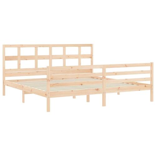 Sengeramme med sengegavl 200x200 cm massivt træ