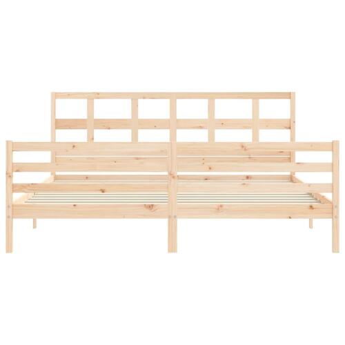 Sengeramme med sengegavl 200x200 cm massivt træ