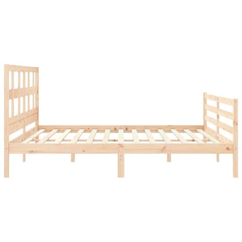 Sengeramme med sengegavl 200x200 cm massivt træ