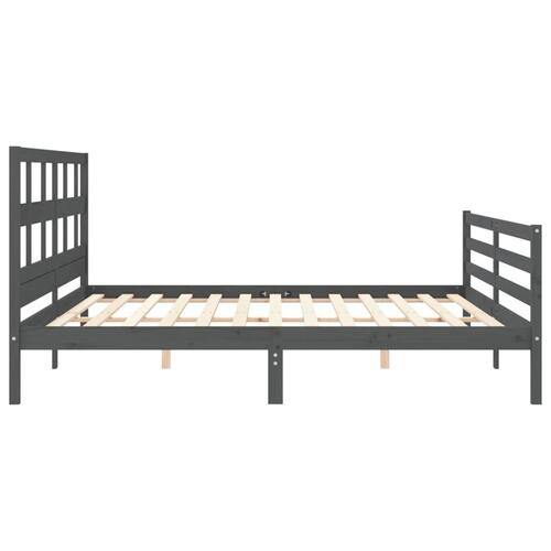 Sengeramme med sengegavl 200x200 cm massivt træ grå