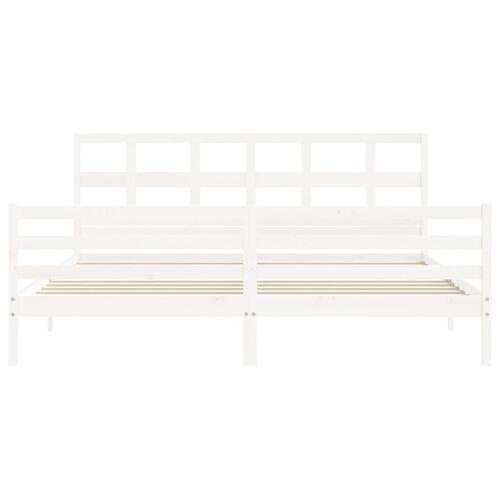 Sengeramme med sengegavl 200x200 cm massivt træ hvid