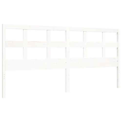 Sengeramme med sengegavl 200x200 cm massivt træ hvid