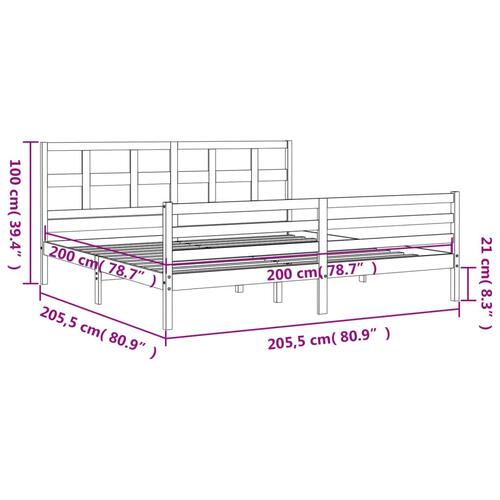 Sengeramme med sengegavl 200x200 cm massivt træ gyldenbrun