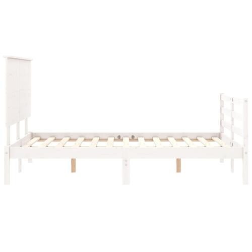 Sengeramme med sengegavl Small Double massivt træ hvid