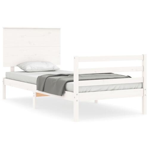 Sengeramme med sengegavl 90x200 cm massivt træ hvid
