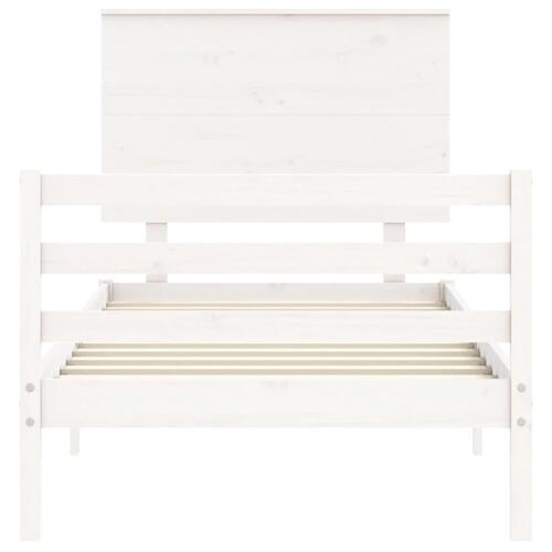 Sengeramme med sengegavl 90x200 cm massivt træ hvid