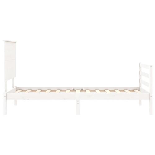 Sengeramme med sengegavl 90x200 cm massivt træ hvid