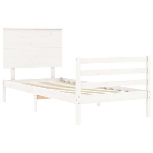 Sengeramme med sengegavl 100x200 cm massivt træ hvid