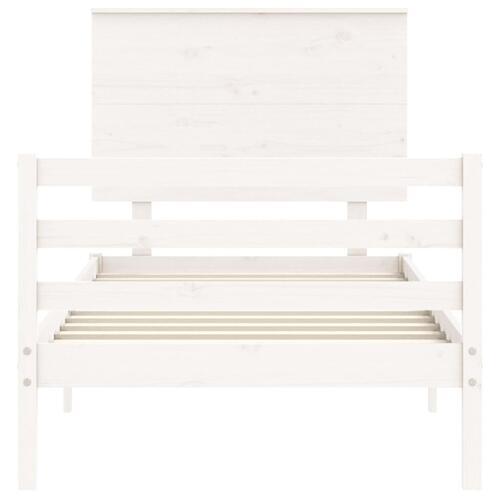 Sengeramme med sengegavl 100x200 cm massivt træ hvid
