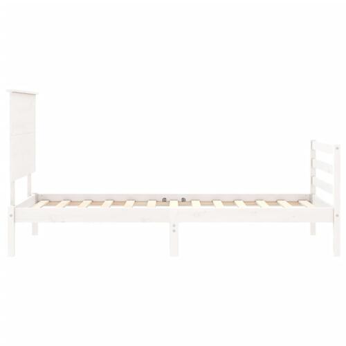 Sengeramme med sengegavl 100x200 cm massivt træ hvid
