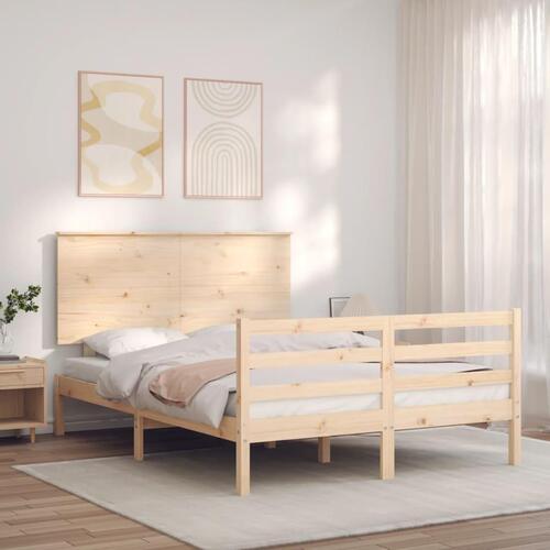 Sengeramme med sengegavl 120x200 cm massivt træ hvid