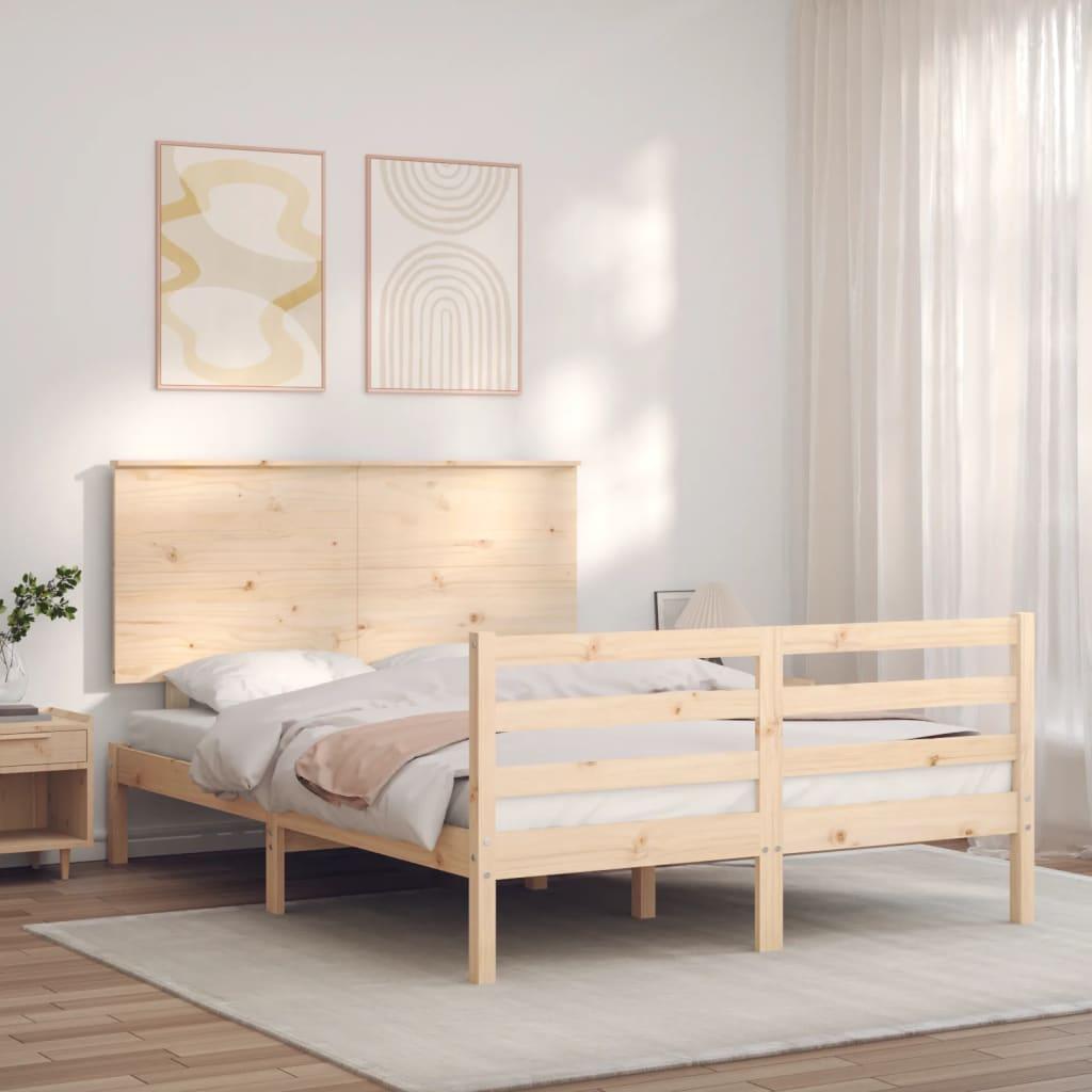 Sengeramme med sengegavl 120x200 cm massivt træ hvid
