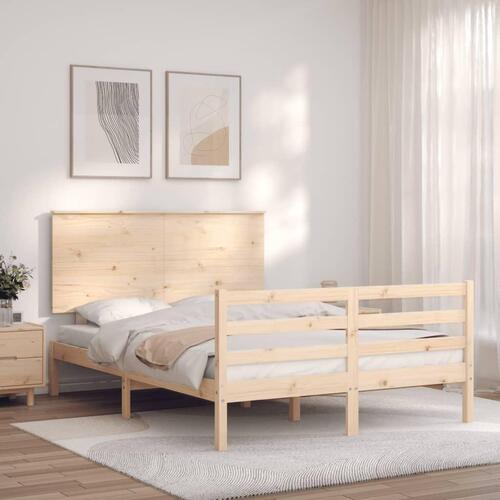 Sengeramme med sengegavl 120x200 cm massivt træ hvid
