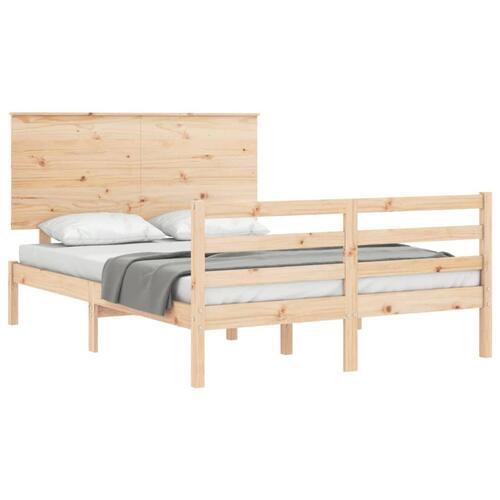 Sengeramme med sengegavl 120x200 cm massivt træ hvid