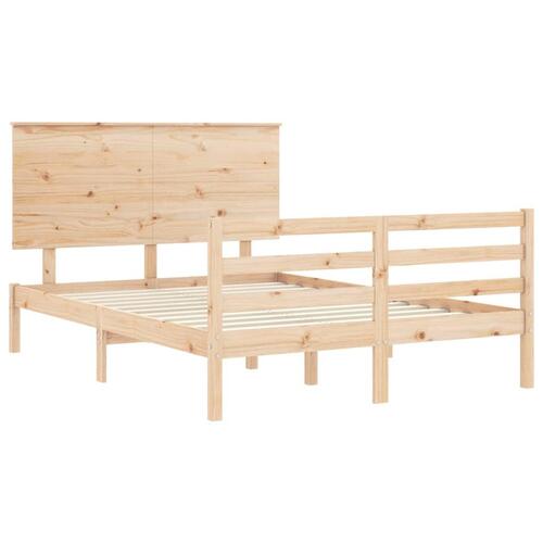 Sengeramme med sengegavl 120x200 cm massivt træ hvid