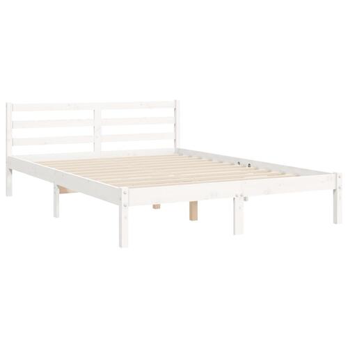 Sengeramme med sengegavl 140x200 cm massivt træ hvid