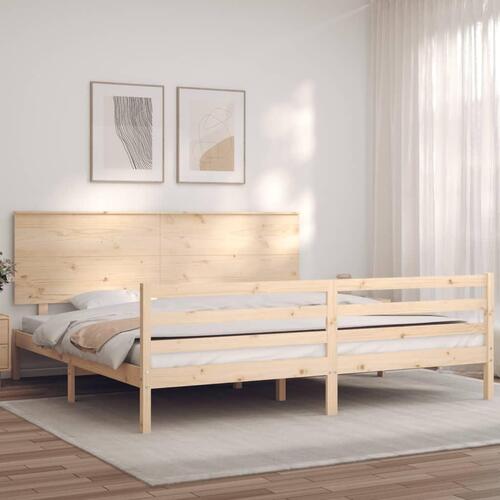 Sengeramme med sengegavl 200x200 cm massivt træ