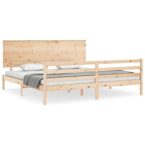 Sengeramme med sengegavl 200x200 cm massivt træ