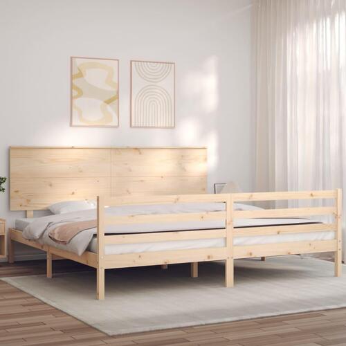 Sengeramme med sengegavl 200x200 cm massivt træ