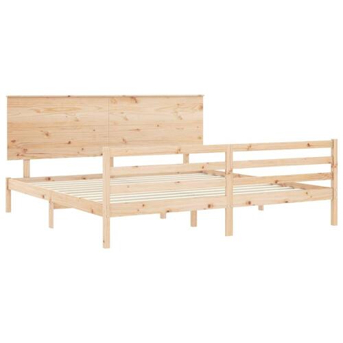 Sengeramme med sengegavl 200x200 cm massivt træ