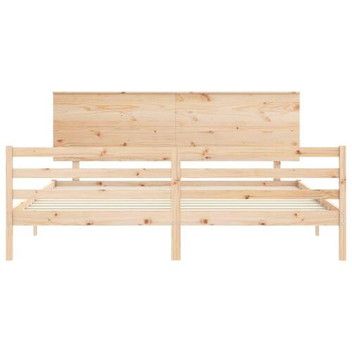 Sengeramme med sengegavl 200x200 cm massivt træ
