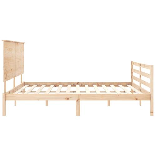 Sengeramme med sengegavl 200x200 cm massivt træ