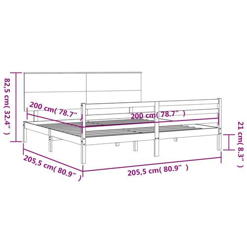 Sengeramme med sengegavl 200x200 cm massivt træ hvid