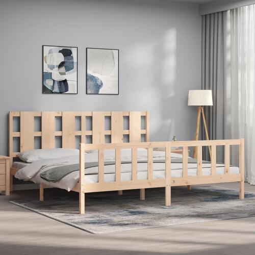 Sengeramme med sengegavl 180x200 cm massivt træ