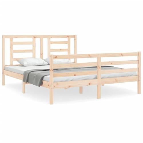 Sengeramme med sengegavl kingsize massivt træ