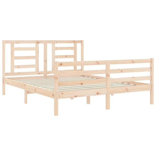 Sengeramme med sengegavl kingsize massivt træ