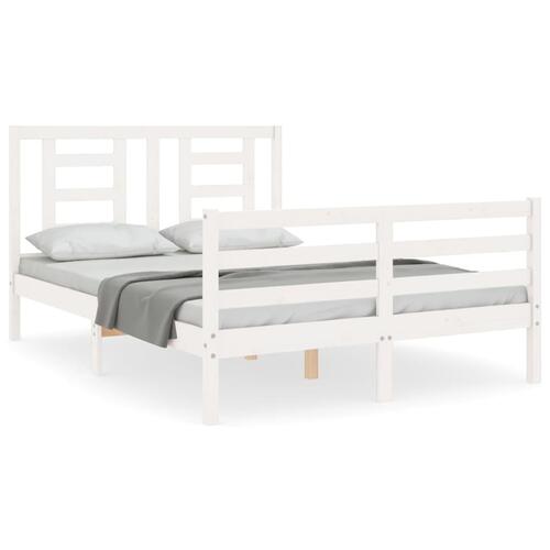 Sengeramme med sengegavl 120x200 cm massivt træ hvid