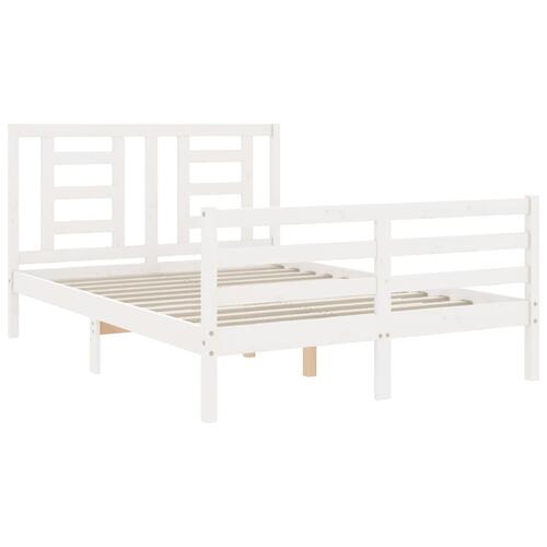 Sengeramme med sengegavl 120x200 cm massivt træ hvid