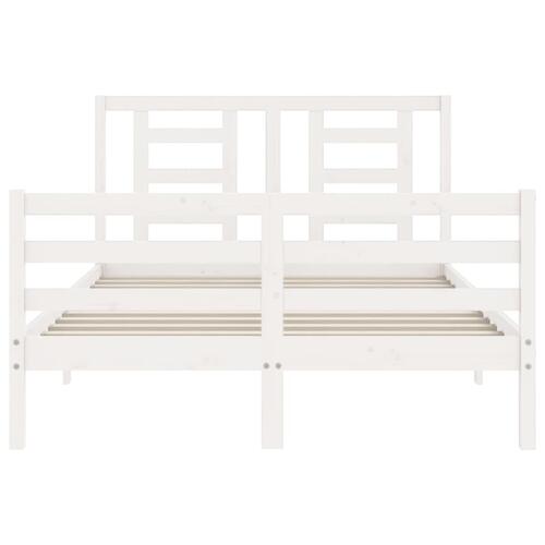 Sengeramme med sengegavl 120x200 cm massivt træ hvid
