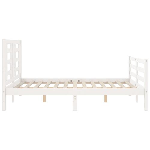 Sengeramme med sengegavl 120x200 cm massivt træ hvid