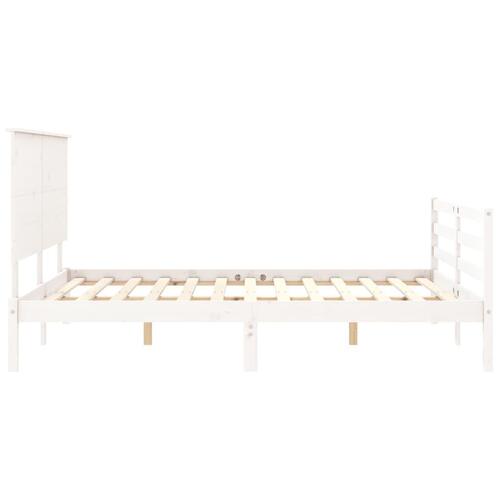 Sengeramme med sengegavl kingsize massivt træ hvid