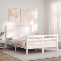 Sengeramme med sengegavl 120x200 cm massivt træ hvid