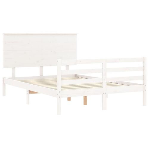 Sengeramme med sengegavl 120x200 cm massivt træ hvid