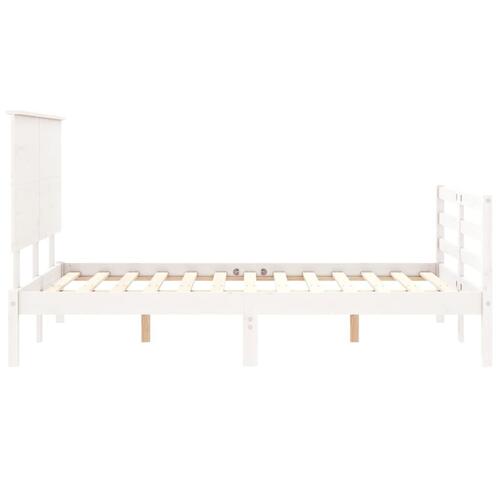 Sengeramme med sengegavl 120x200 cm massivt træ hvid