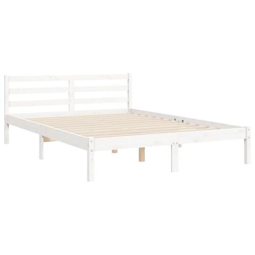 Sengeramme med sengegavl 120x200 cm massivt træ hvid