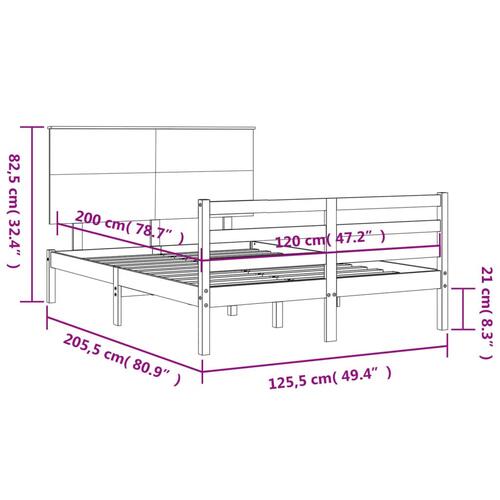 Sengeramme med sengegavl 120x200 cm massivt træ hvid